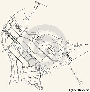Street roads map of the ÅÄ™kno neighborhood of Szczecin, Poland